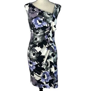 Suzi Chin Maggy Boutique SZ 6 Sheath Dress Floral Sleeveless Stretch Knee Length